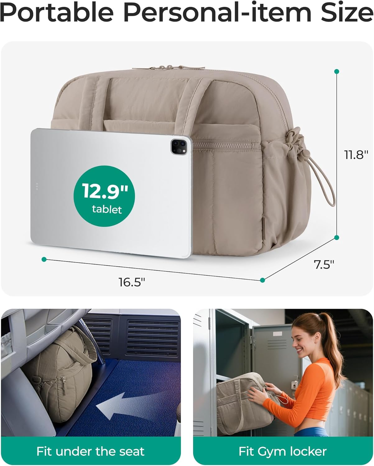 Gym Bag for Women, Duffle Bag for Travel with Wet Pocket, Lightweight Carry on Weekender Duffel, Water Resistant