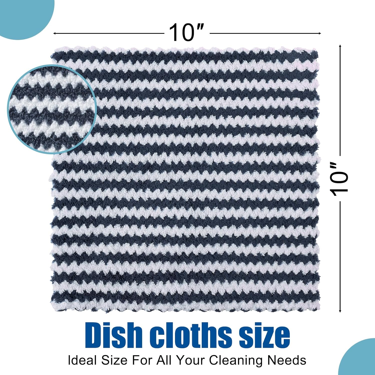 Homaxy 100% Cotton Kitchen Dish Cloths 12x12 Inches, 6 Pack and Coral Velvet Kitchen Dish Cloths 10 x 10 inch,12 Pack , Reusable Fast Drying Microfiber Cleaning Cloth, Dark Grey