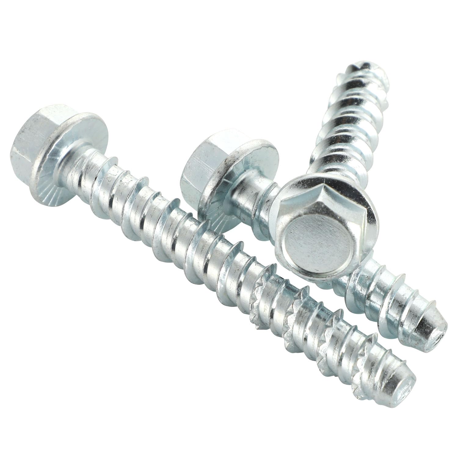 3/8" x 2-1/2" Concrete Screws, Zinc Plated Large Diameter Concrete Screw for Anchoring to Masonry, Concrete, Brick or Block, 25 PCS Including One Socket Wrench