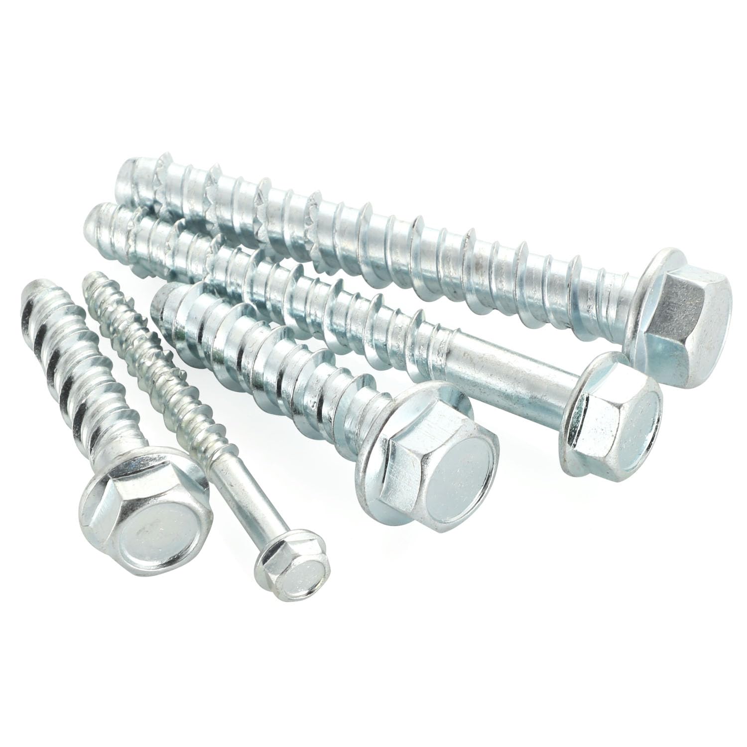 3/8" x 2-1/2" Concrete Screws, Zinc Plated Large Diameter Concrete Screw for Anchoring to Masonry, Concrete, Brick or Block, 25 PCS Including One Socket Wrench