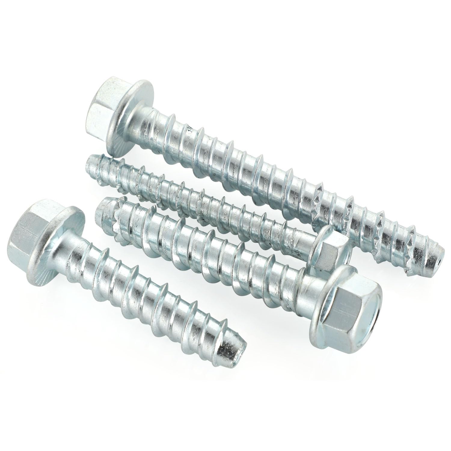 3/8" x 2-1/2" Concrete Screws, Zinc Plated Large Diameter Concrete Screw for Anchoring to Masonry, Concrete, Brick or Block, 25 PCS Including One Socket Wrench