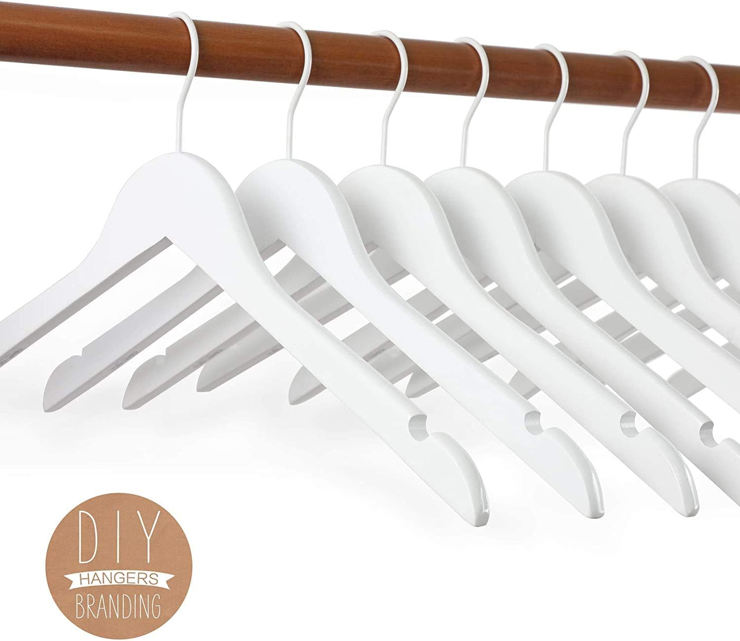 TOPIA HANGER Bride Hanger for Wedding Dress, Premium White Wooden Hangers, 360° Swivel White Hook, Smooth Finish, Extra Smoothly Cut Notches, 10 Pack-CT06W