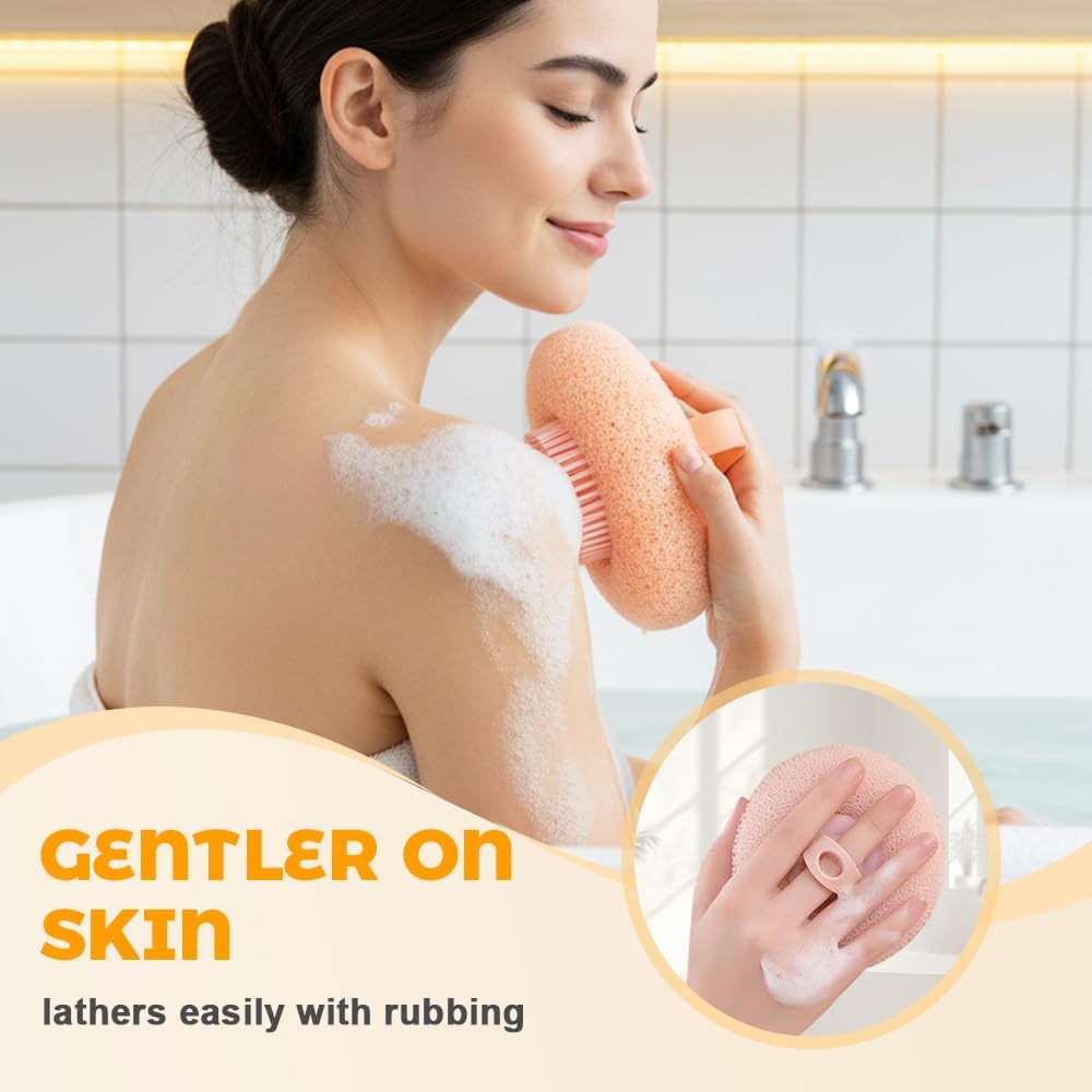 Super Soft Sunflower Suction Cup Bath Ball, 2026 New Exfoliating Bath Bath Sponge Cleaning Brush with Finger Rings for Women and Men Set, 4 pcs