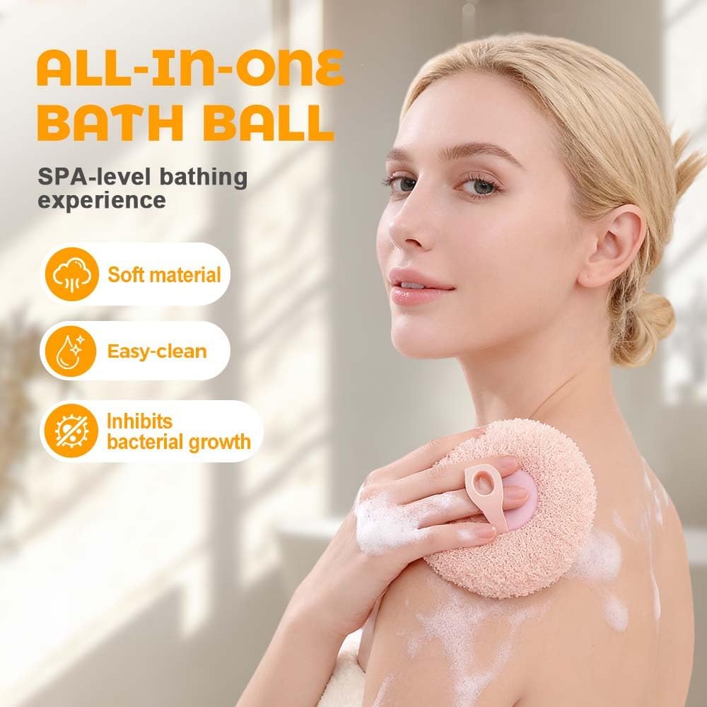 Super Soft Sunflower Suction Cup Bath Ball, 2026 New Exfoliating Bath Bath Sponge Cleaning Brush with Finger Rings for Women and Men Set, 4 pcs