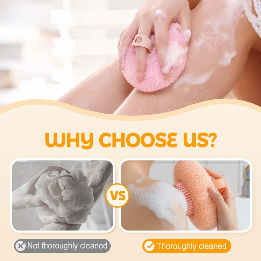 Super Soft Sunflower Suction Cup Bath Ball, 2026 New Exfoliating Bath Bath Sponge Cleaning Brush with Finger Rings for Women and Men Set, 4 pcs