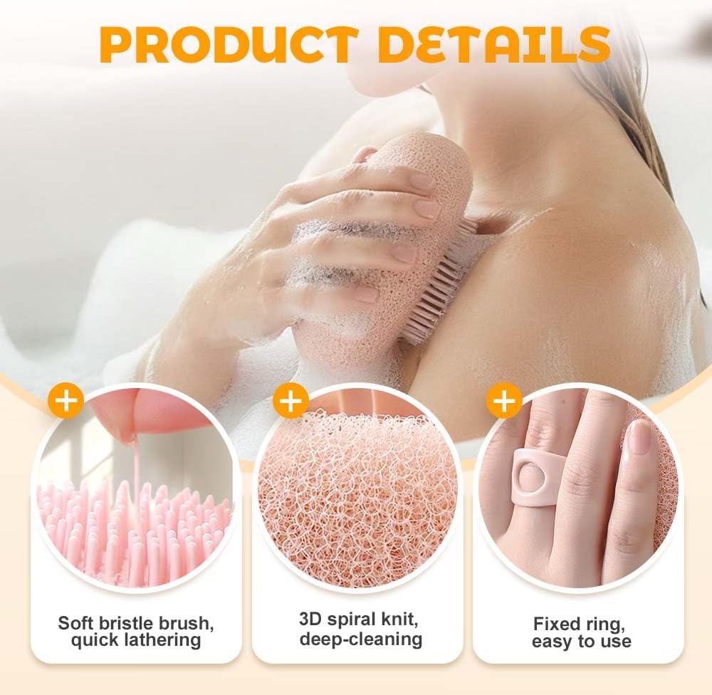 Super Soft Sunflower Suction Cup Bath Ball, 2026 New Exfoliating Bath Bath Sponge Cleaning Brush with Finger Rings for Women and Men Set, 4 pcs