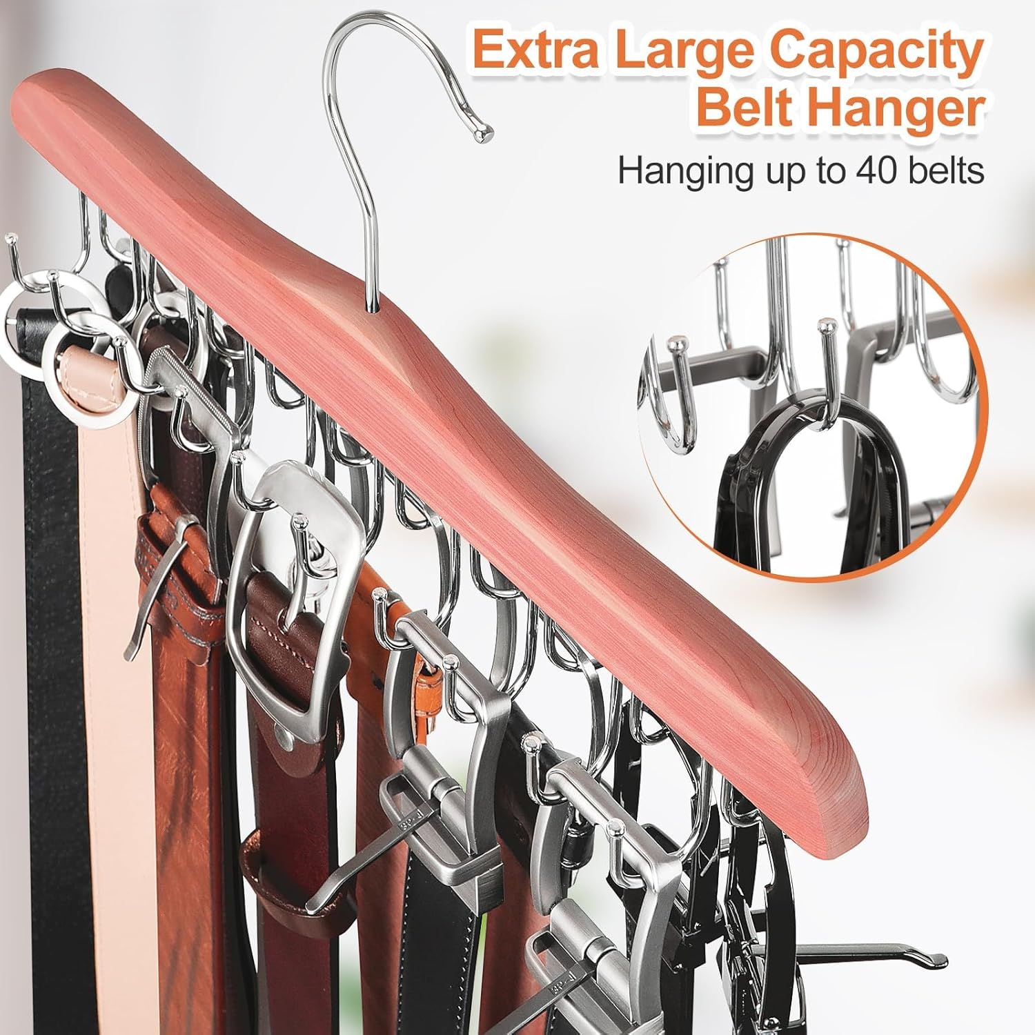 TOPIA HANGER Cedar Wood Hoodie Storage, Tie Rack, Belt Hanger, 360°Swivel Hanger