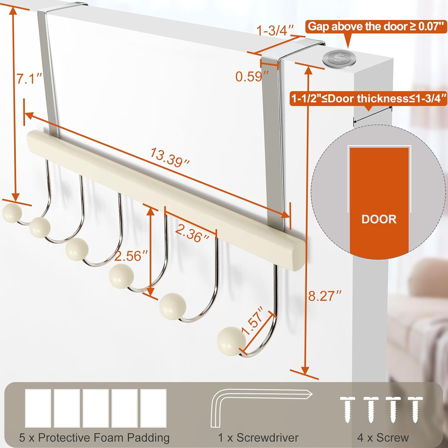 TOPIA HANGER Over The Door Hooks for Hanging, Hoodie Hangers