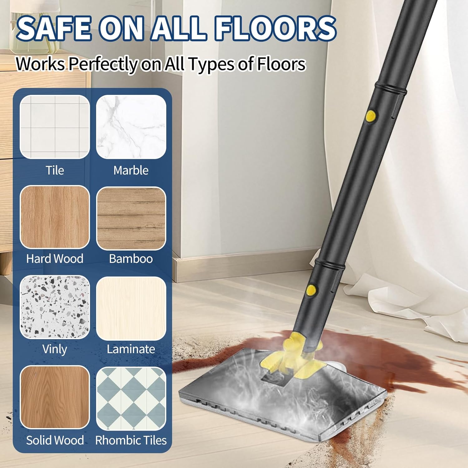 Steam Mop Pads Compatible with ScrubWiz & LABIGO Steam Mop Cleaner - Washable and Reusable Microfiber Replacement Mop Pads for Cleaning Floors and Carpets, 4 Pack