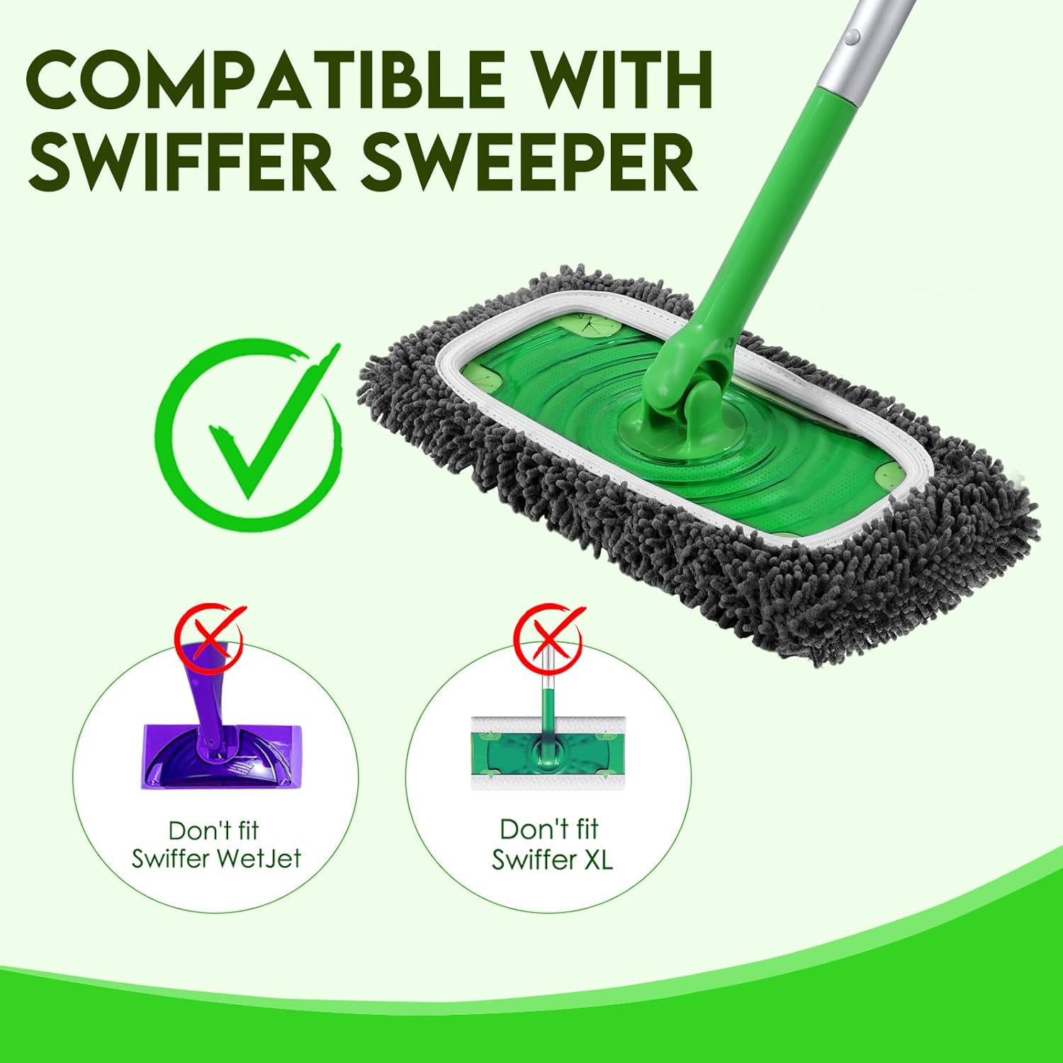 Reusable Power Mop Refills Pads Compatible with Swiffer PowerMop Mop 4 Pack & Reusable Wet Pads Refill Compatible with Swiffer Sweeper Mop 4 Pack Mop is not Included