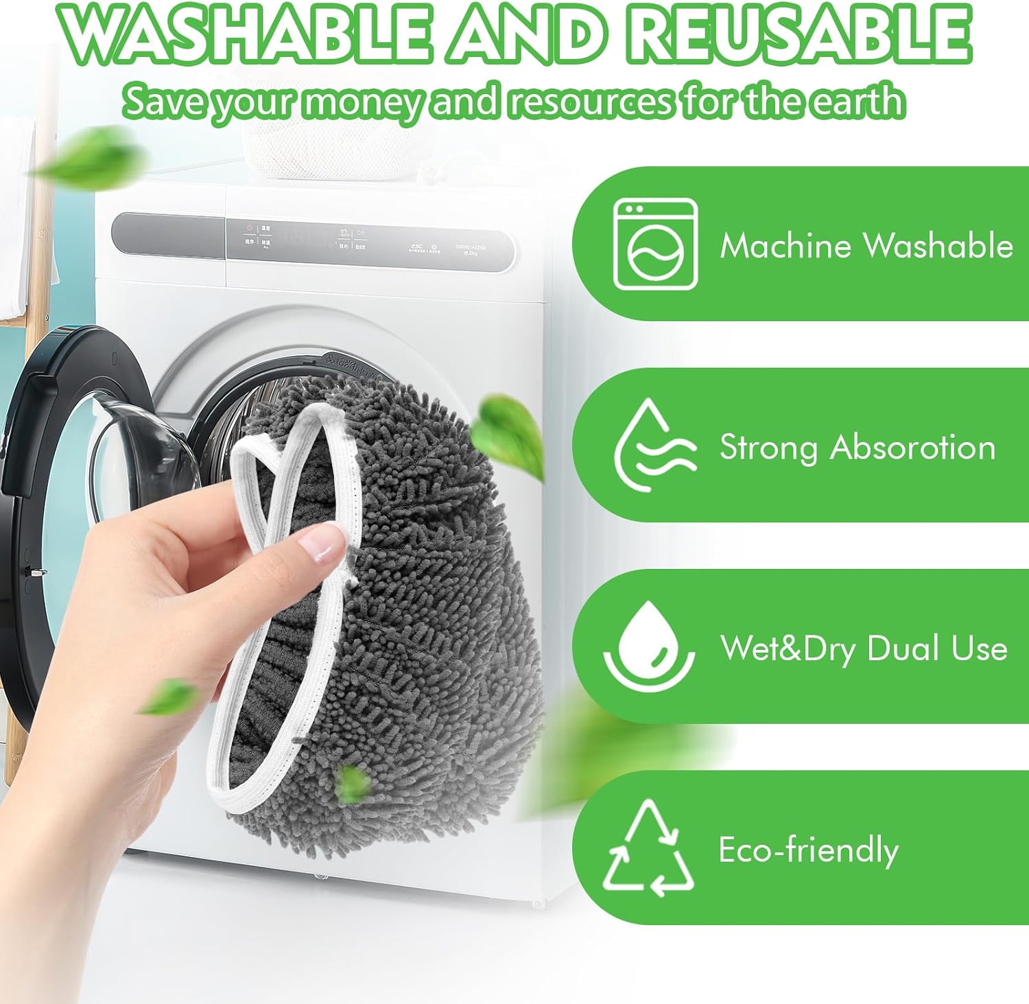 Reusable Power Mop Refills Pads Compatible with Swiffer PowerMop Mop 4 Pack & Reusable Wet Pads Refill Compatible with Swiffer Sweeper Mop 4 Pack Mop is not Included