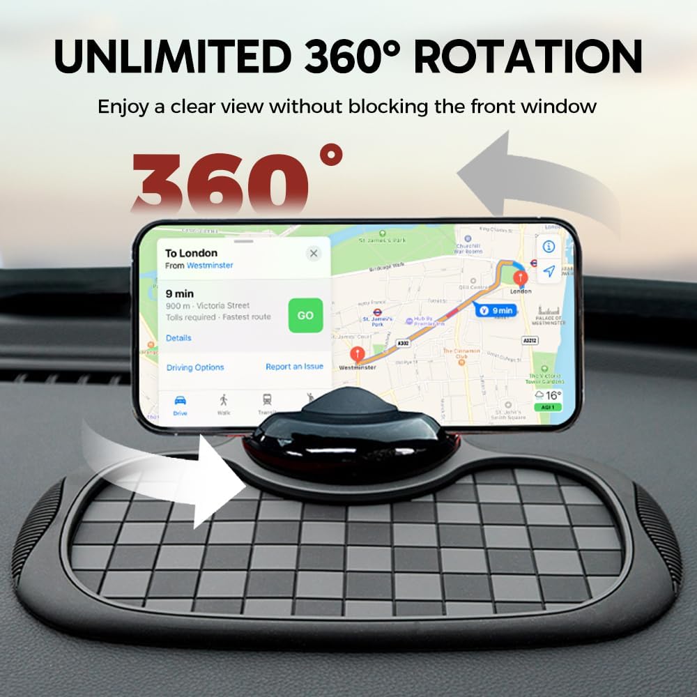Mobile Phone Bracket Anti-Slip Mat, Multifunction Car Dashboard Mat with Temporary Parking Number, Large Universal Fit Anti-Slip Mat for Phones, Sunglasses and Keys Gadget Black-Gray