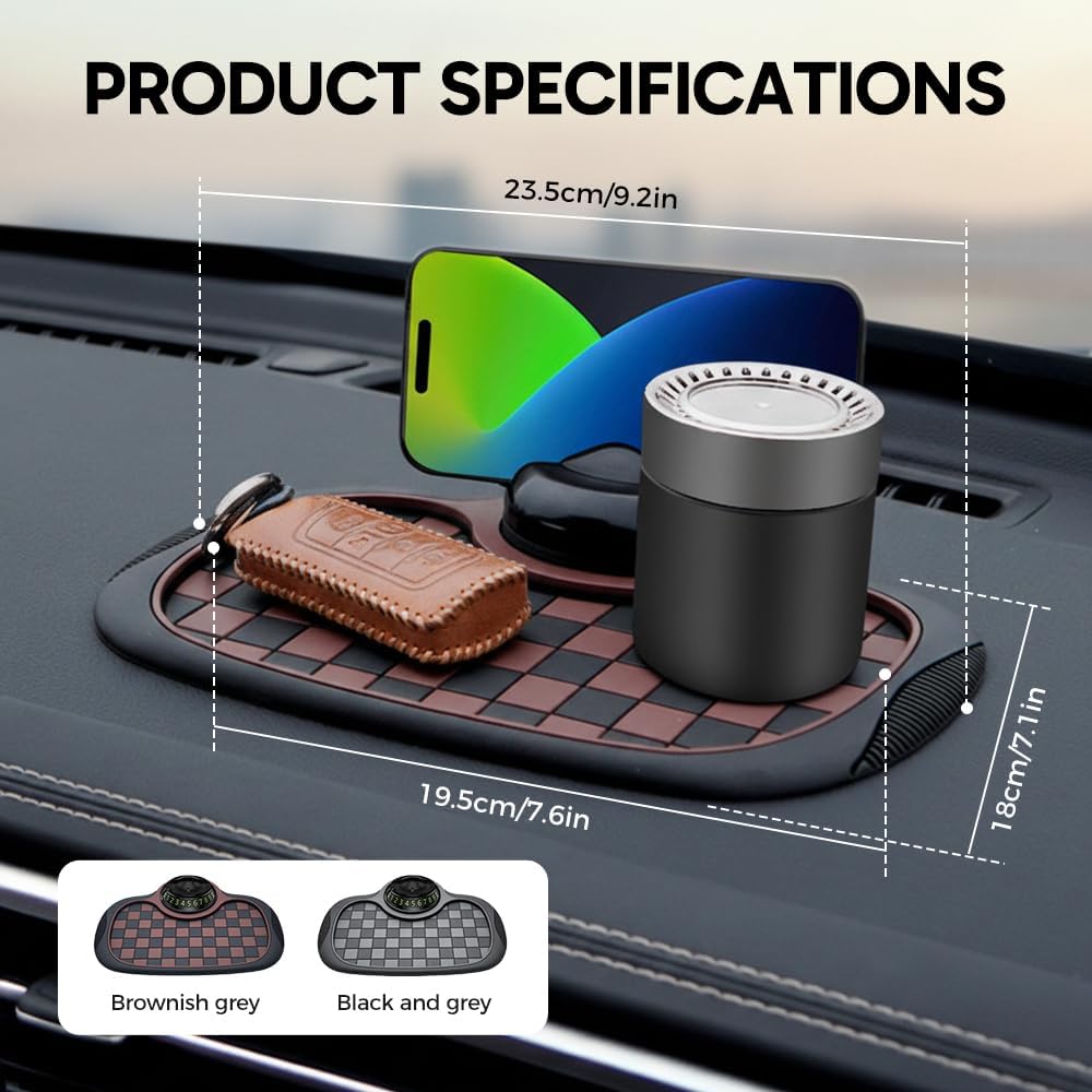 Mobile Phone Bracket Anti-Slip Mat, Multifunction Car Dashboard Mat with Temporary Parking Number, Large Universal Fit Anti-Slip Mat for Phones, Sunglasses and Keys Gadget Black-Gray