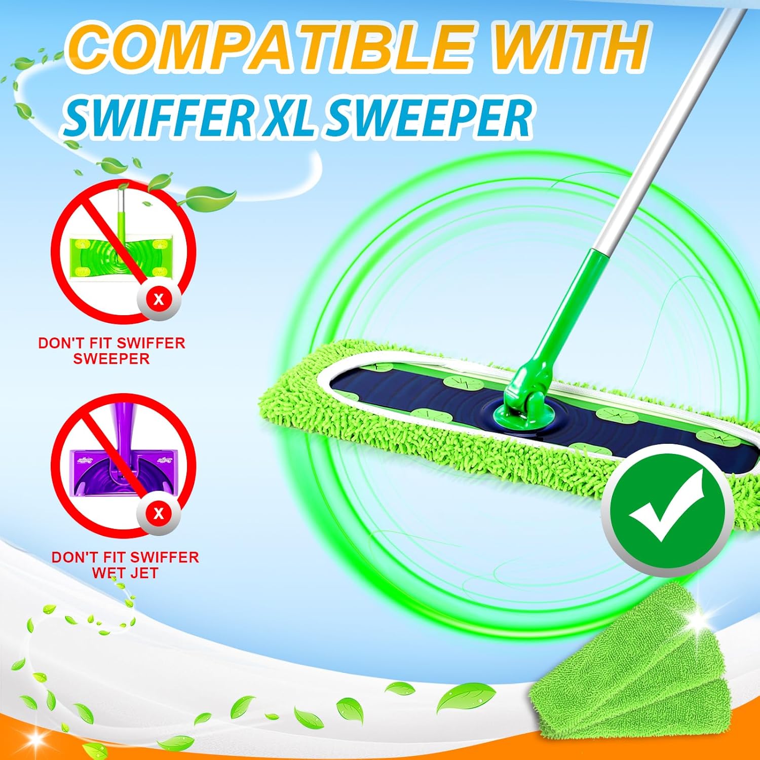 Reusable Microfiber Mop Pads Compatible with Swiffer Sweeper- 4 Pack & 2 Pack Dry & Wet XL Pads Mop is not Included