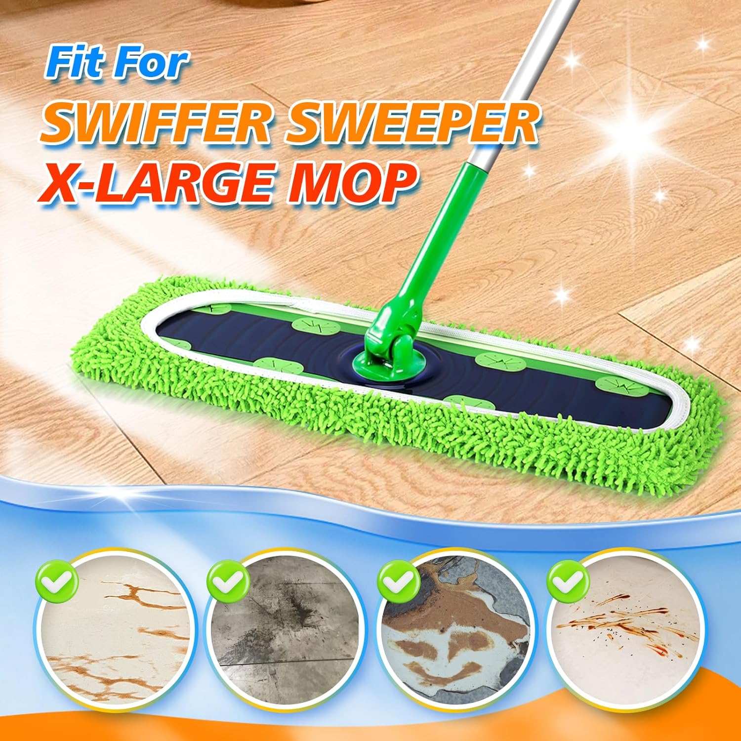 Reusable Microfiber Mop Pads Compatible with Swiffer Sweeper- 4 Pack & 2 Pack Dry & Wet XL Pads Mop is not Included
