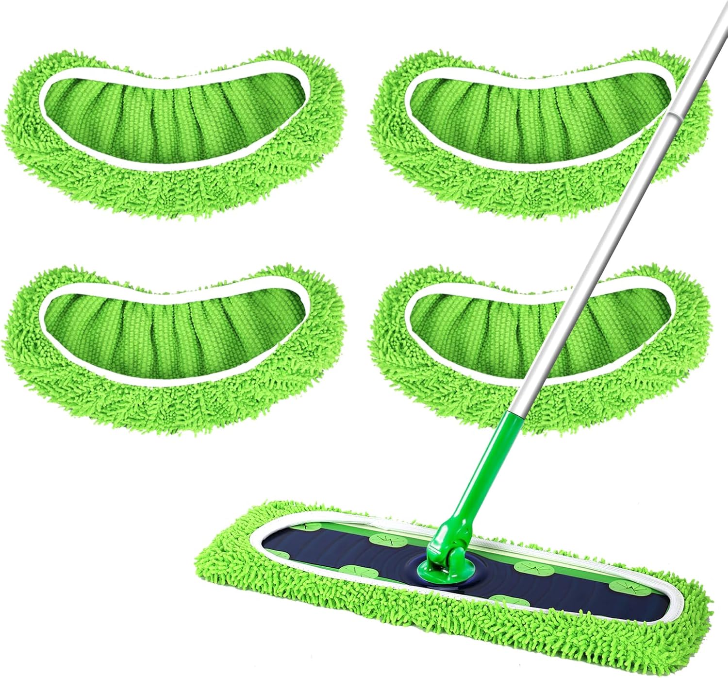 50 Count Disposable XL Dry Sweeping Cloths + 4 Pack Reusable Microfiber Mop Pads for Swiffer Sweeper XL Mop Mop is not Included