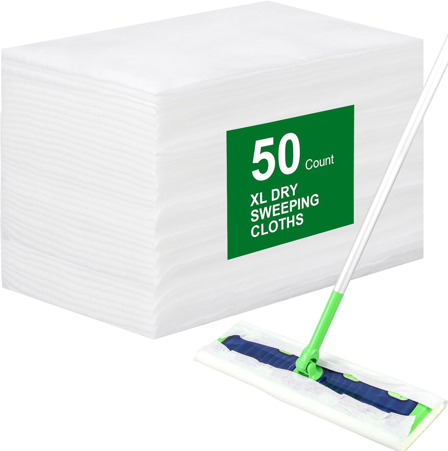 50 Count Disposable XL Dry Sweeping Cloths + 6 Pack Reusable Microfiber Mop Pads for Swiffer Sweeper XL Mop Mop is not Included