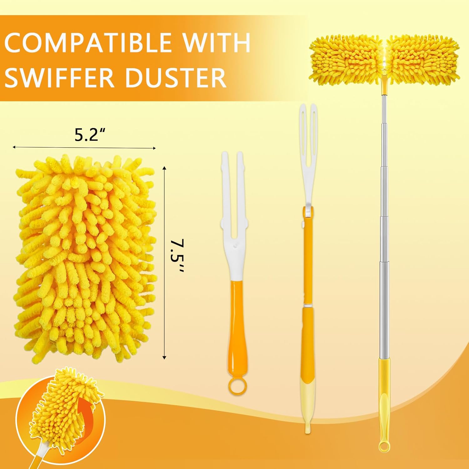6+4 Reusable Duster Refill Compatible with Swiffer Hand Duster - 360 Heavy Duty Dusters Refills - Microfiber Ceiling Fan Duster for Swiffer Dusters Extended Handle Handle is Not Included