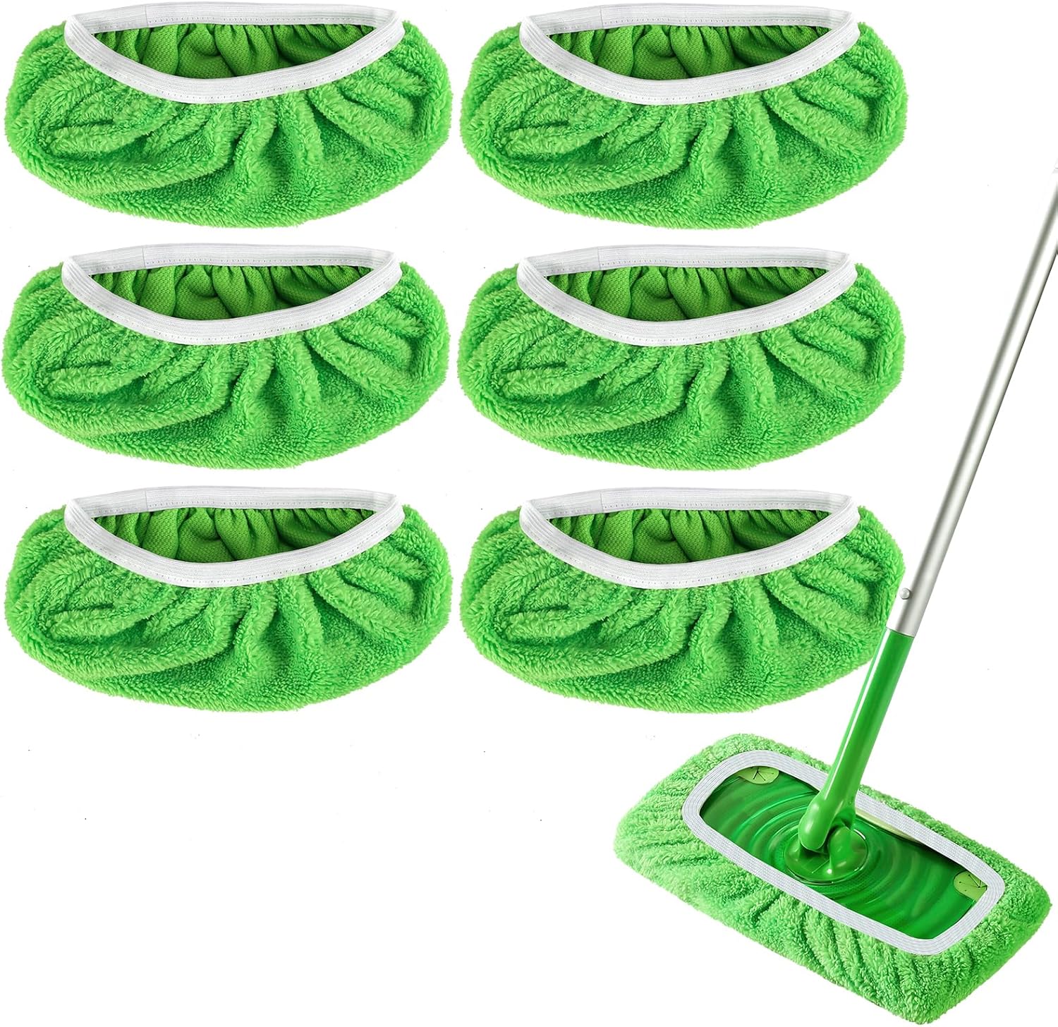 4+6 Pack Reusable Microfiber Mop Pads Compatible with Swiffer Sweeper- Dry Sweeping Cloths & Wet Mopping Cloths - Washable Wet Pads Refill for Mopping Floors Mop is not Included