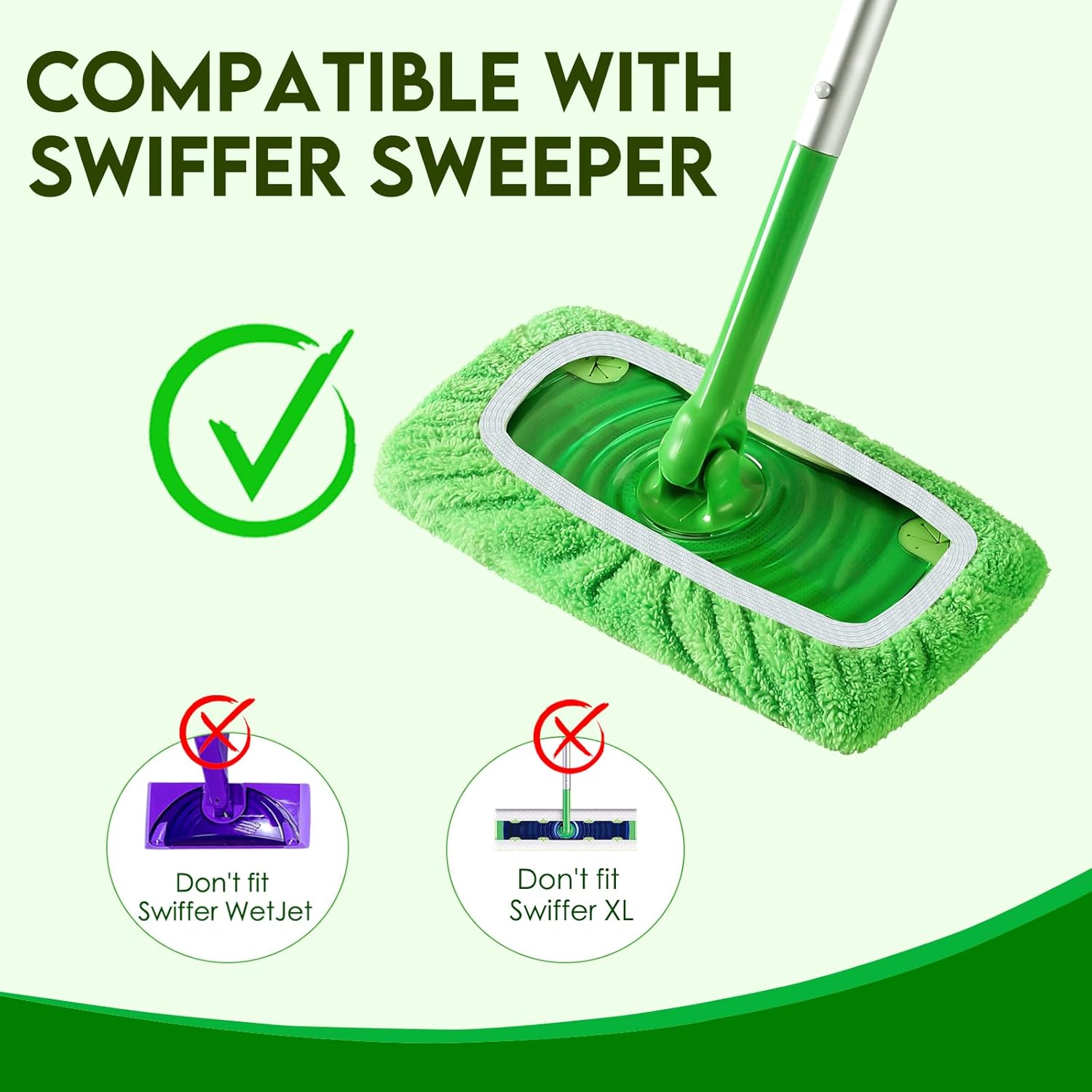 4+6 Pack Reusable Microfiber Mop Pads Compatible with Swiffer Sweeper- Dry Sweeping Cloths & Wet Mopping Cloths - Washable Wet Pads Refill for Mopping Floors Mop is not Included
