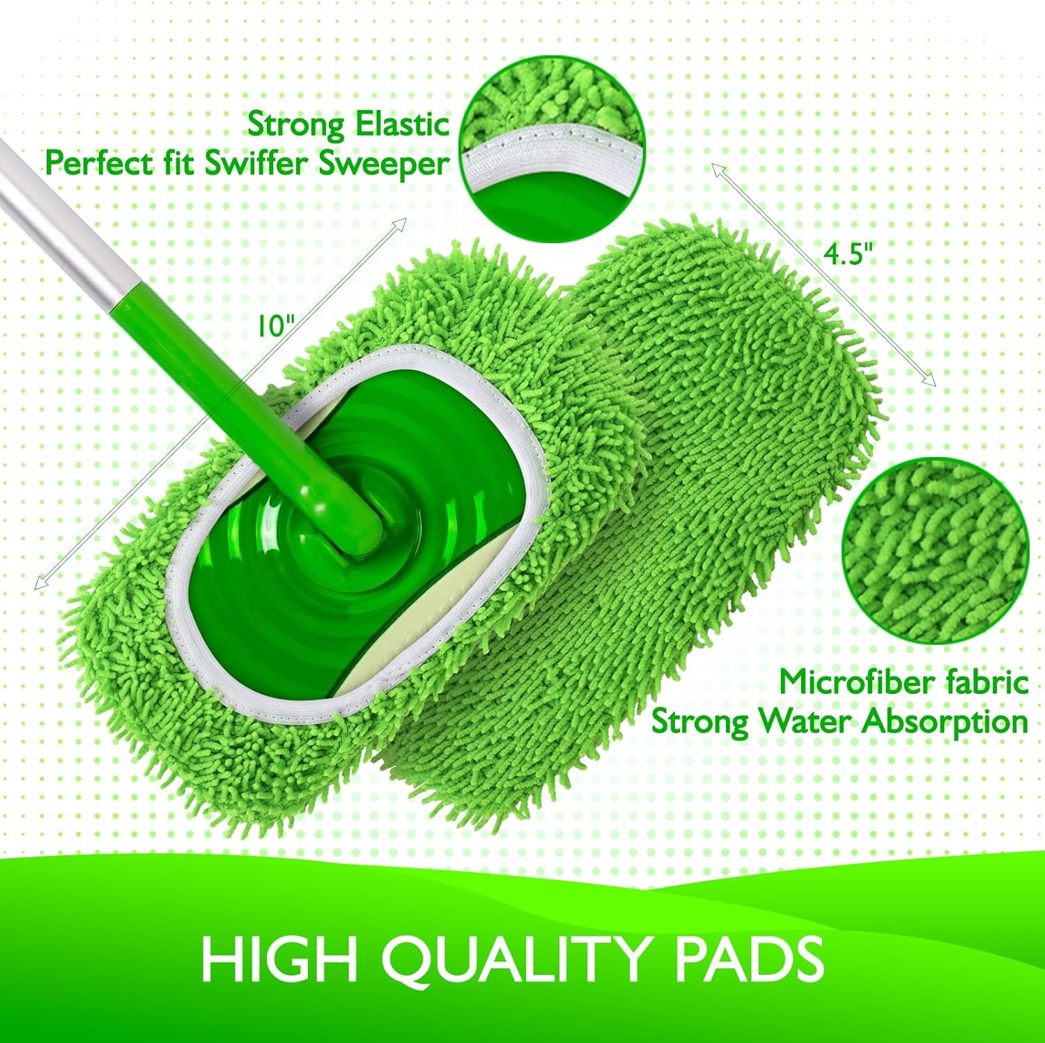 4+4 Reusable Microfiber Mop Pads Compatible with Swiffer Sweeper- Dry Sweeping Cloths & Wet Mopping Cloths - Washable Wet Pads Refill for Mopping Floors Mop is not Included