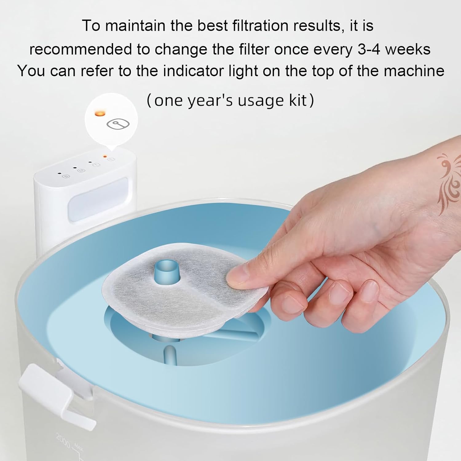 Filter Replacements Compatible with E1/E1+ Cat Fountain 2L/67oz , 16 Pack refills of 1 Year Set for Pet Water Fountain