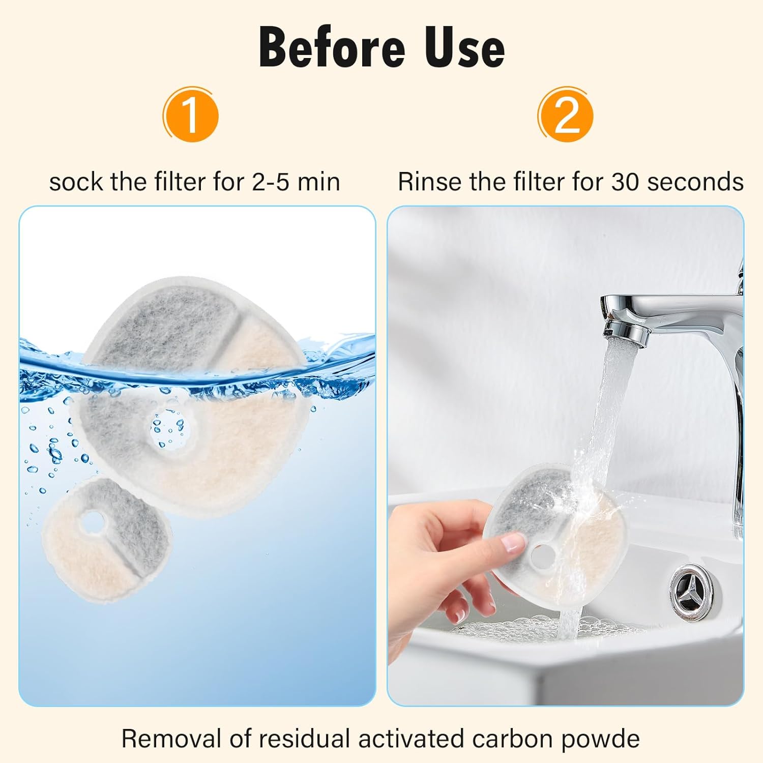Filter Replacements Compatible with E1/E1+ Cat Fountain 2L/67oz , 16 Pack refills of 1 Year Set for Pet Water Fountain