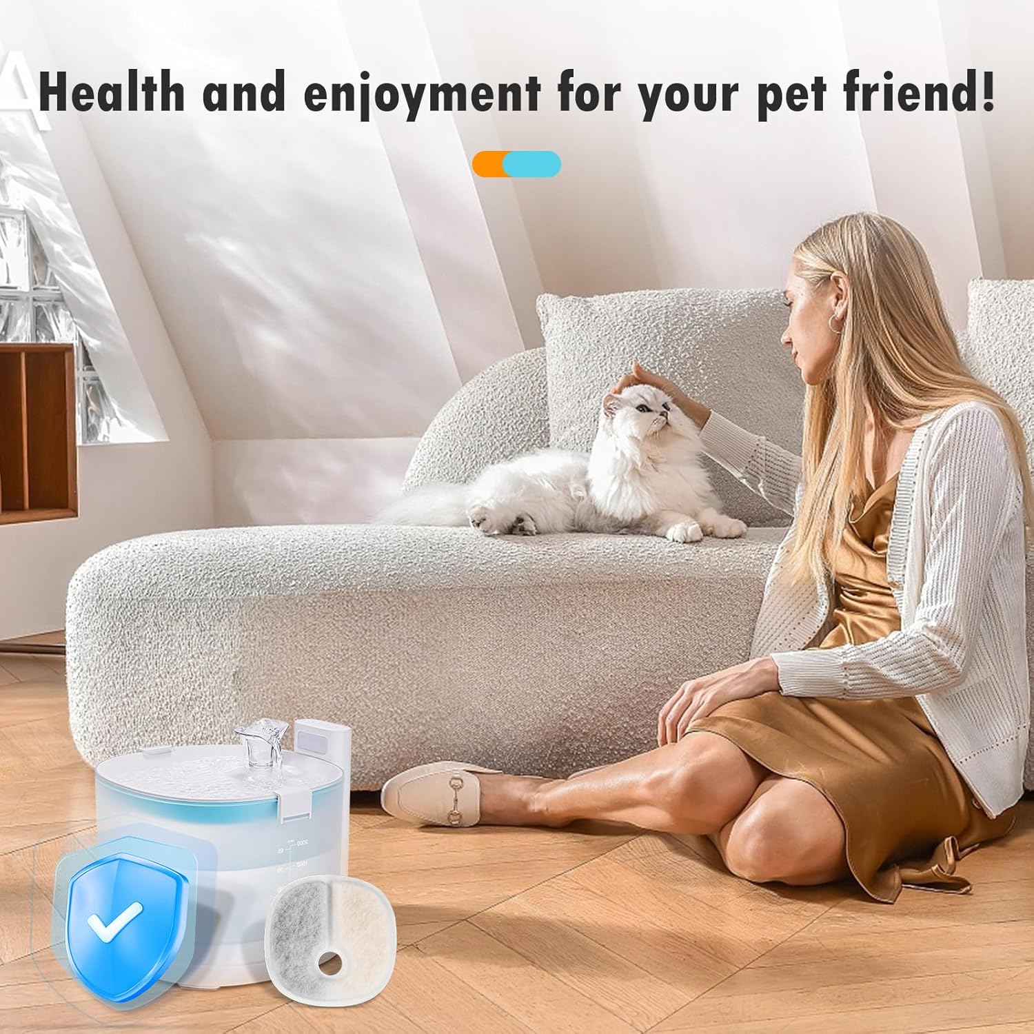 Filter Replacements Compatible with E1/E1+ Cat Fountain 2L/67oz , 16 Pack refills of 1 Year Set for Pet Water Fountain
