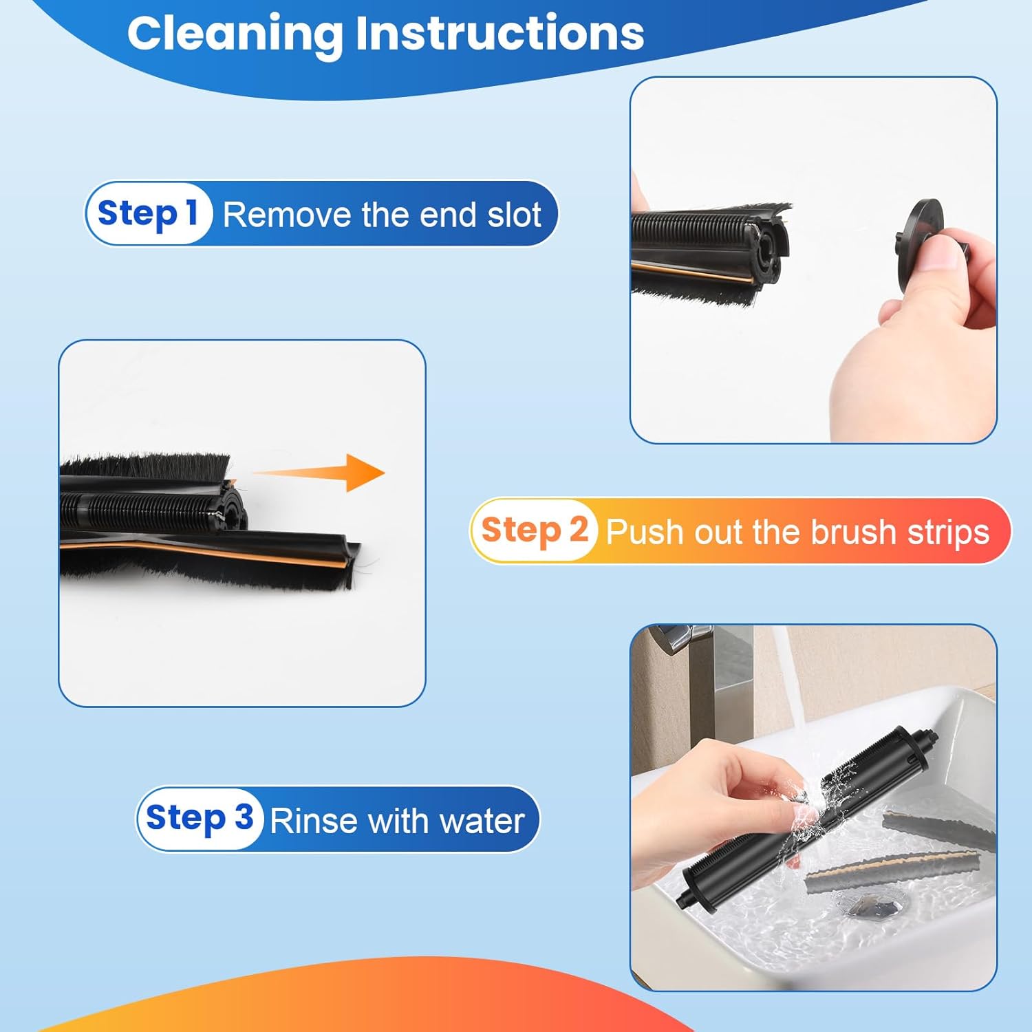 TriCut Brush for Dreame X40 Ultra/X30 Ultra/L40 Ultra/L30 Ultra/L20 Ultra/X40 Master/L10s Ultra/L10s Pro Ultra Robot Vacuum,MOVA S10/S10 Plus/P50/P50 Pro/P10/P10 Pro Ultra Detangle Brush for all Floor