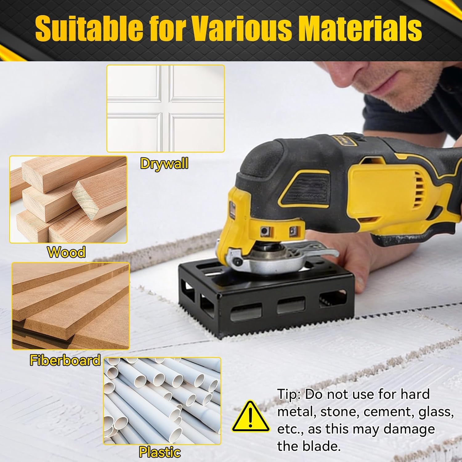 2 Pcs Square Slot Cutter, Drywall Outlet Cutter for Dewalt 20V & Milwaukee M18 Oscillating Multi-Tools, Hardened Steel Electrical Box Cutting Tool for Single Gang Wall Box, One-Step Cutting in Place