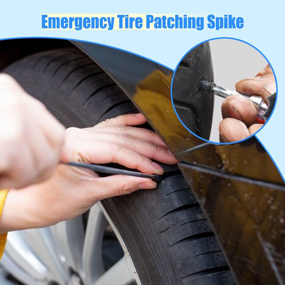 Tire Repair Nails Kit with 2 Sizes, Screw in Tire Repair Plugs with Box and Screwdriver, Fast Self-Service Tire Repair Tools for Car, Motorcycle, Truck, Tractor 20 pcs