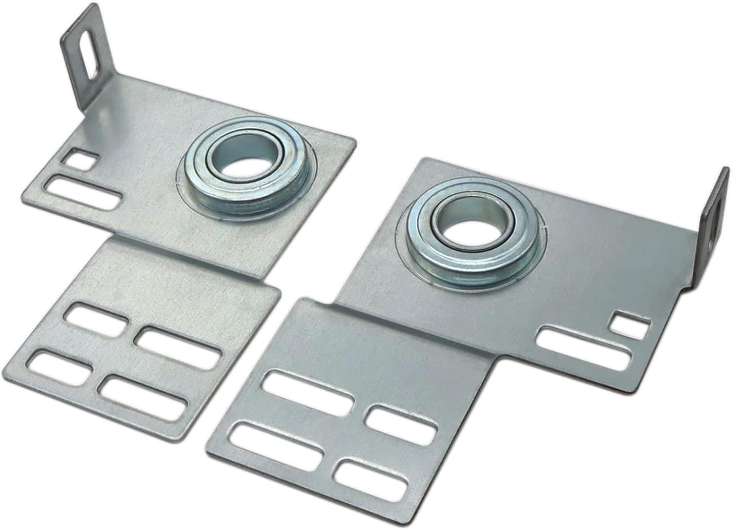 End Bearing Plates Brackets, Garage Door Parts Torsion Spring Residential Bracket with Bearings 3 3/8 Inch, for 2" Track Wood or Steel Doors Pair