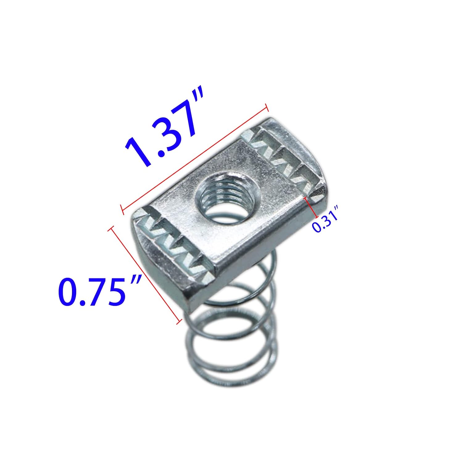 100 Strut Channel Nuts, 3/8-16 Spring Channel Nuts with Zinc Electroplate Finish, Long Spring Nuts Great for Use with Strut Channel 100 Pack