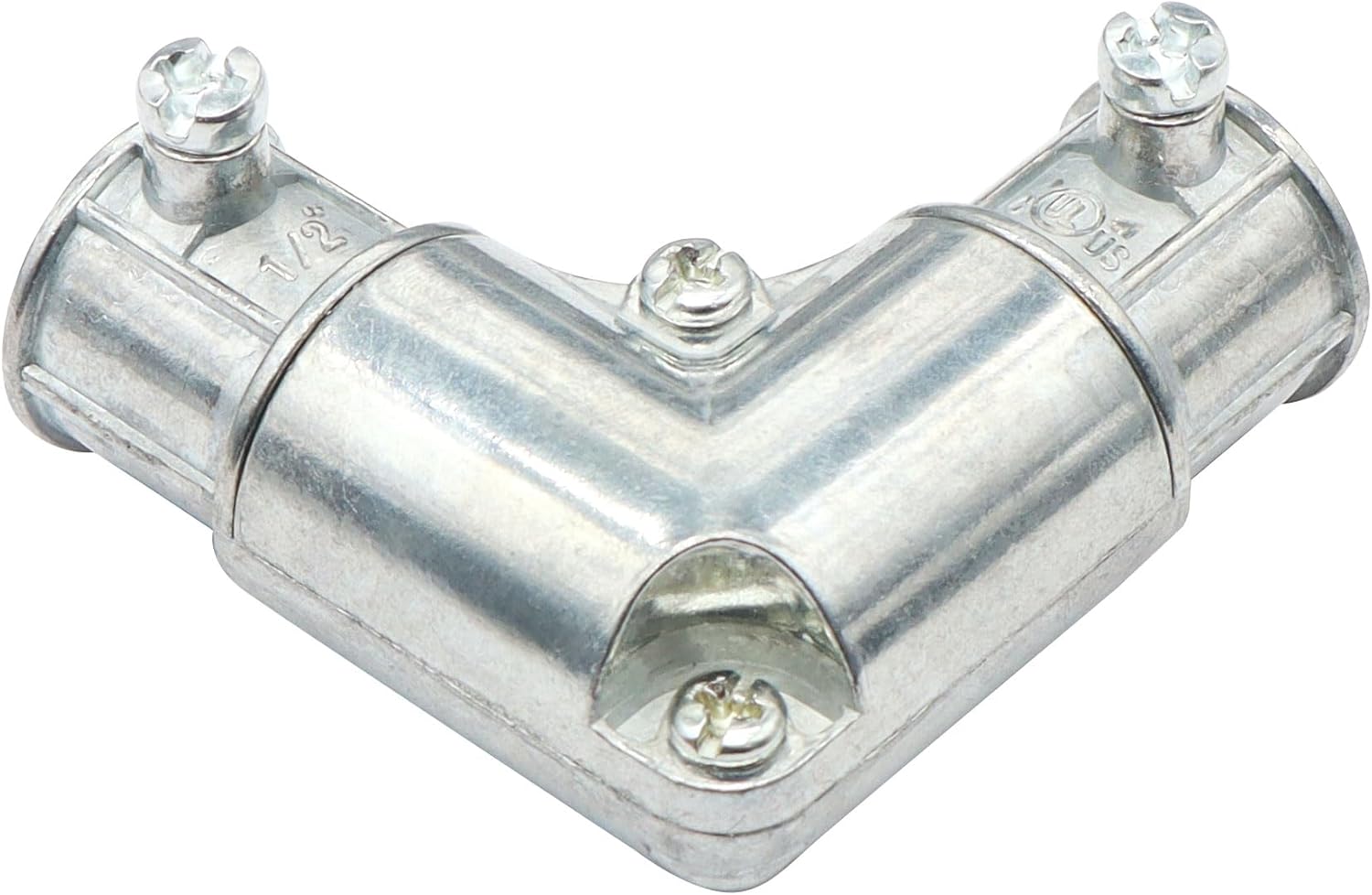 Xadnitu 10 Pieces 1/2" EMT to EMT 90 Degree Connector, Inside Corner Pulling Elbows, Metallic Die-Cast Capped Coupling Conduit Fitting for Factory, Garden Pipes