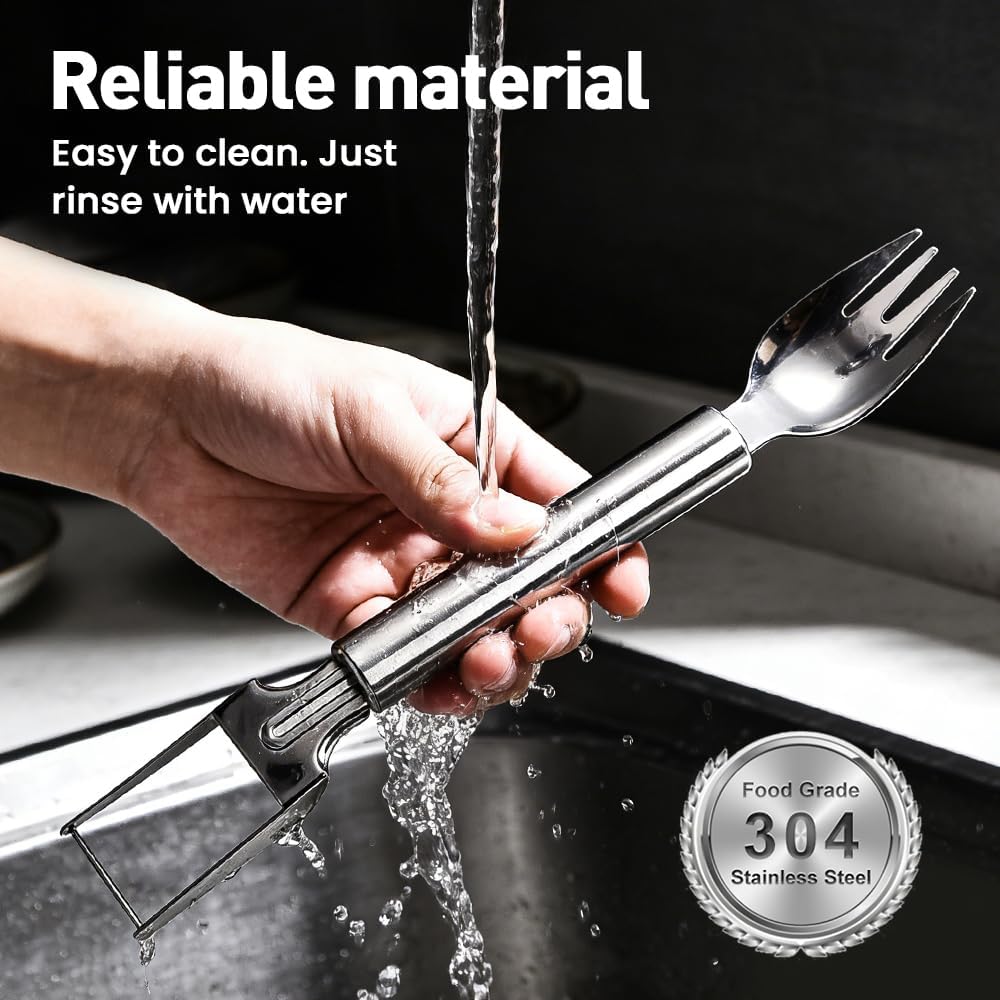2-in-1 Stainless Steel Fruit Cutter, Upgraded Watermelon Slicer Tool, Portable Fruit Forks for Home, Kitchen and Camping 2 Pcs