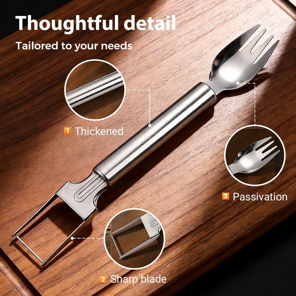 2-in-1 Stainless Steel Fruit Cutter, Upgraded Watermelon Slicer Tool, Portable Fruit Forks for Home, Kitchen and Camping 2 Pcs