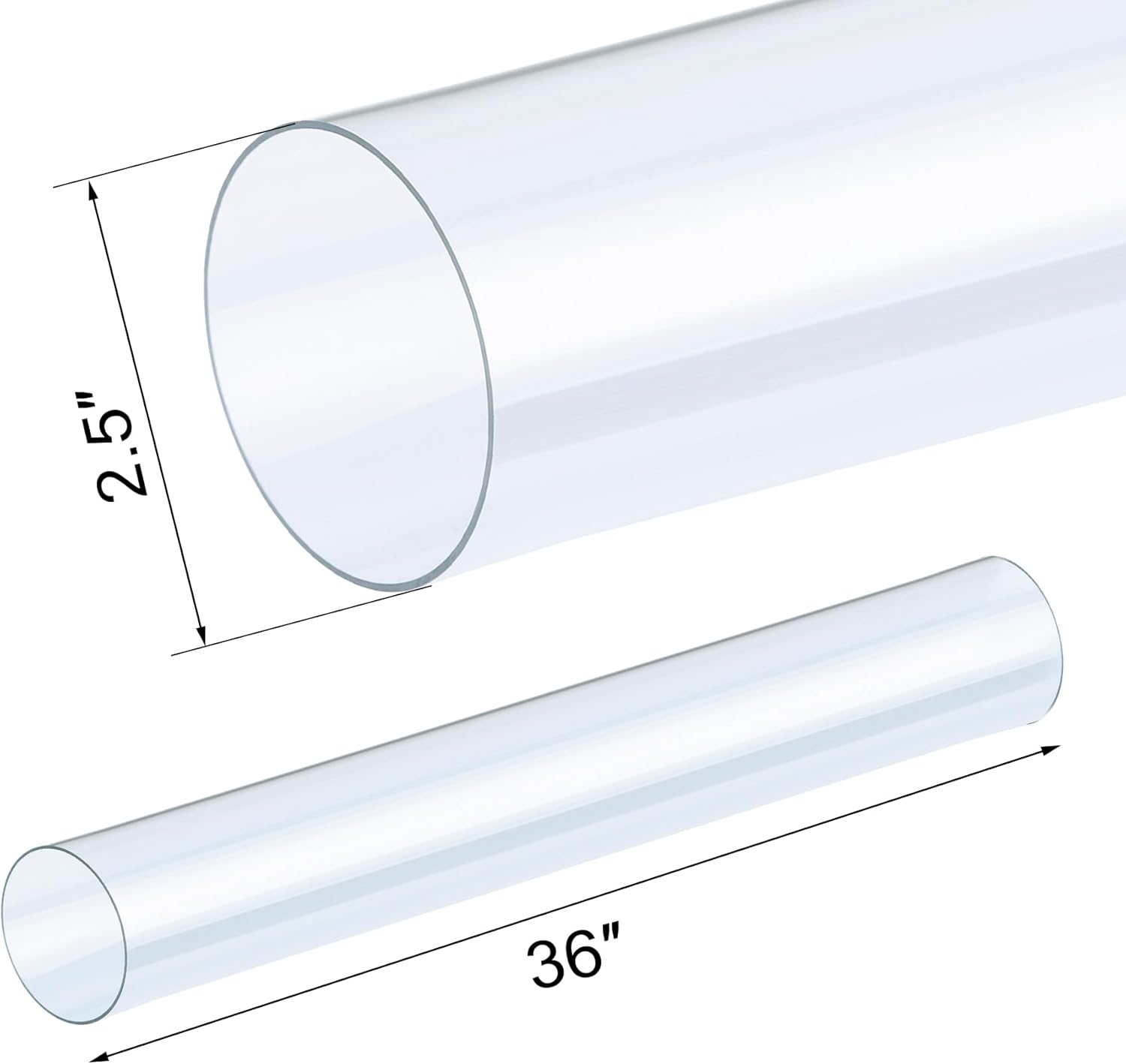 Xadnitu 4 Pieces 2-1/2" x 36" Clear Rigid Pipes, Plastic Round Tubes with Strap Clamps for Home, Garden, Woodworking, DIY Dust Collection System