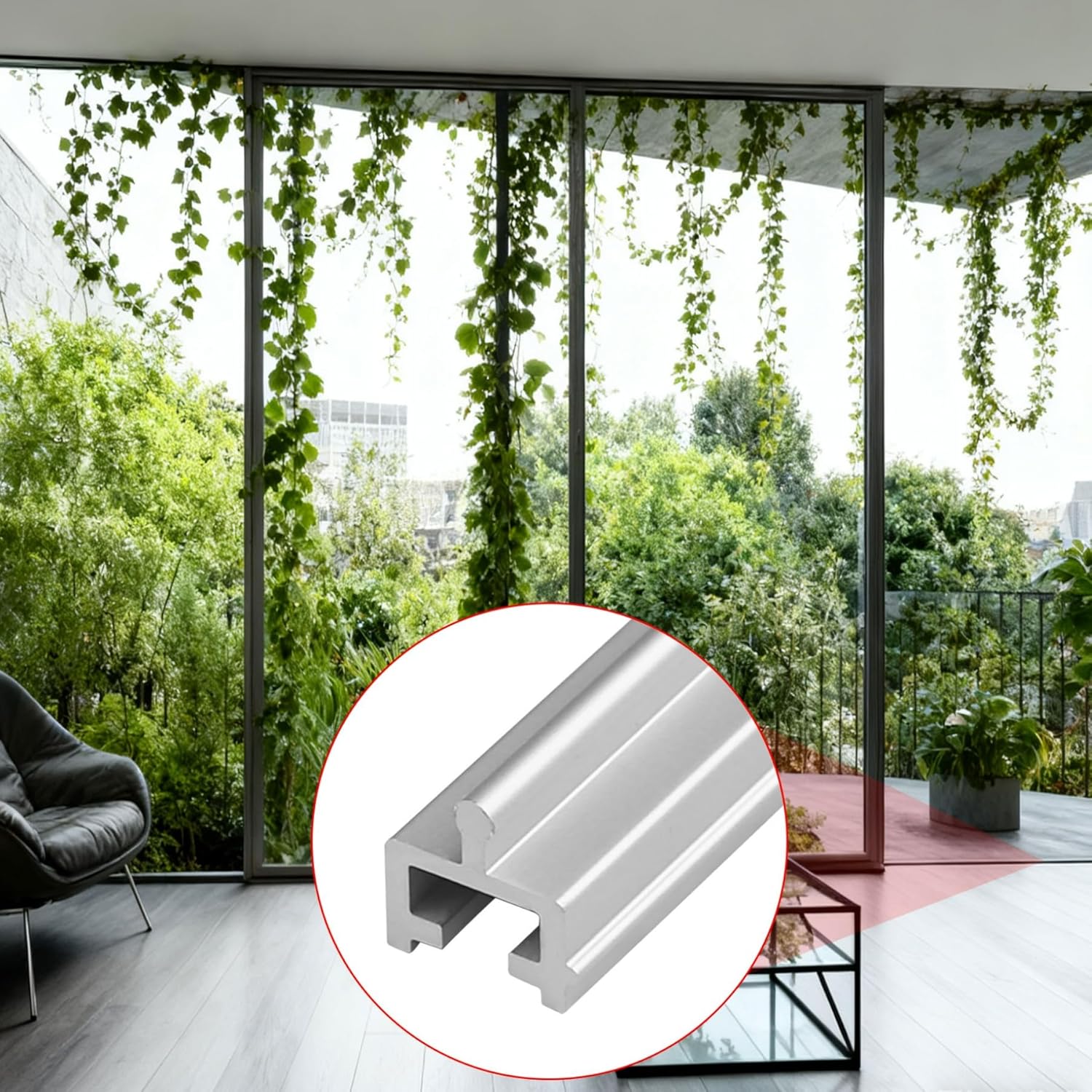 Xadnitu 96" in 2 Sections of 48" Aluminum Sliding Screen Door Track, Sliding Door Bottom Track for Screen Doors Guide or Replacement