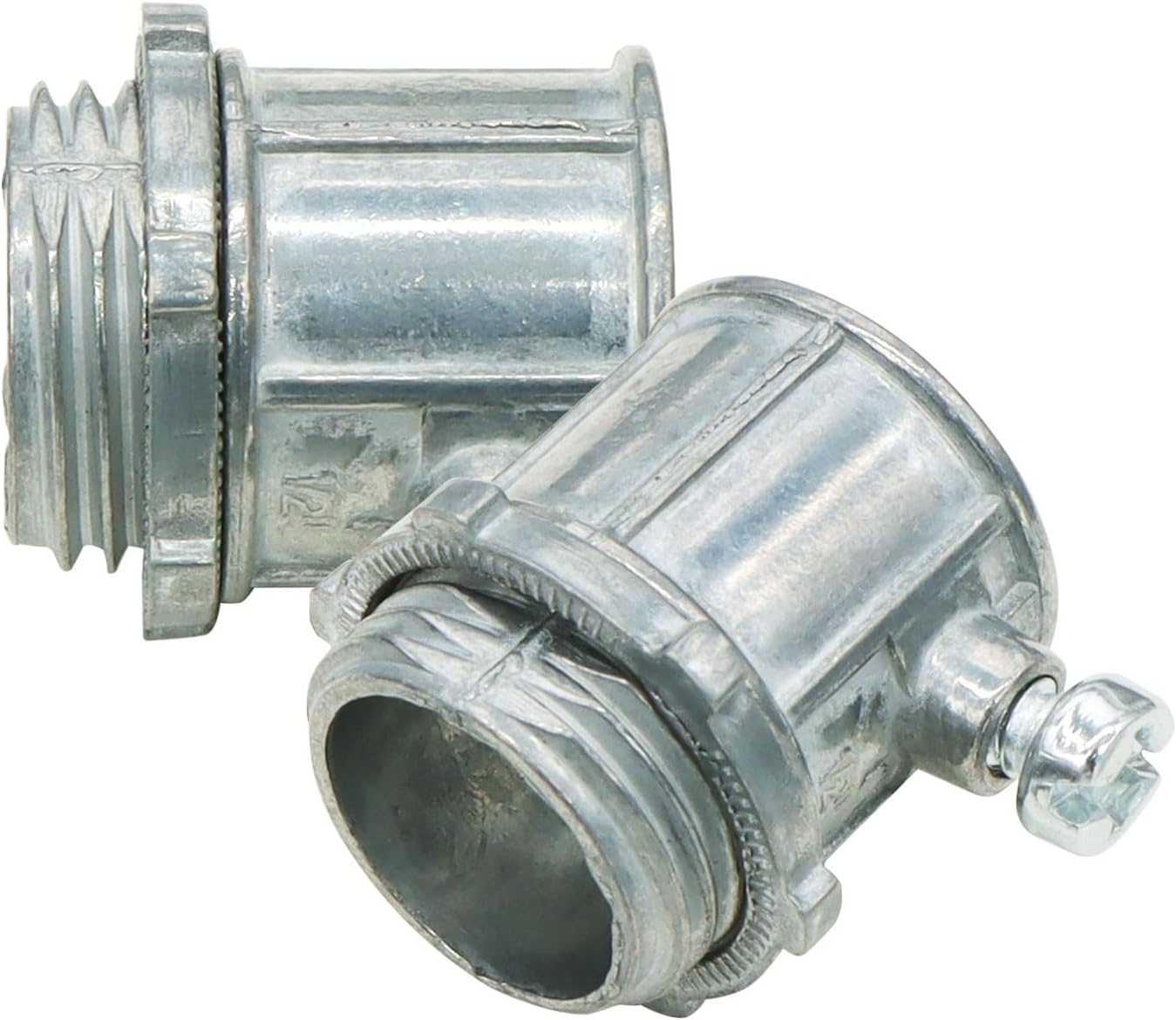 Xadnitu 25 Pieces 1/2" EMT Connectors, Set Screw Type Zinc Die-Cast Conduit Fitting for Electrical Box and Metal Enclosure Connection
