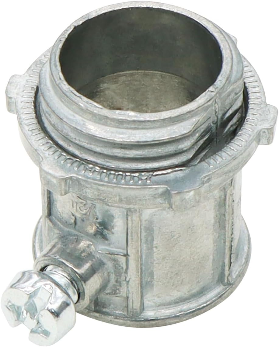 Xadnitu 25 Pieces 1/2" EMT Connectors, Set Screw Type Zinc Die-Cast Conduit Fitting for Electrical Box and Metal Enclosure Connection
