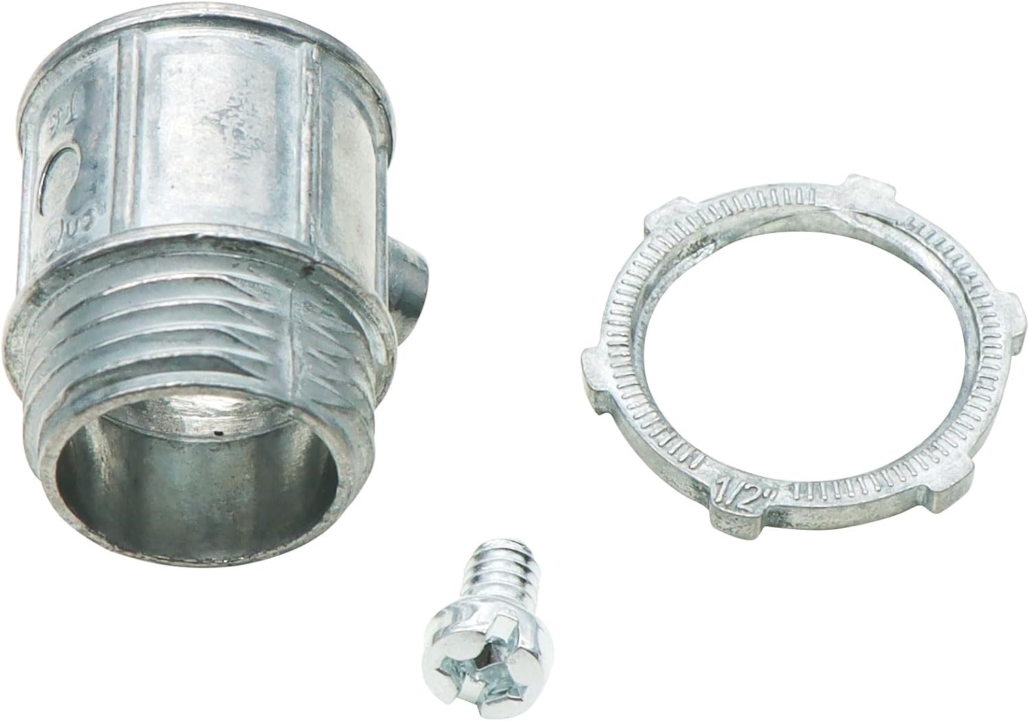 Xadnitu 25 Pieces 1/2" EMT Connectors, Set Screw Type Zinc Die-Cast Conduit Fitting for Electrical Box and Metal Enclosure Connection
