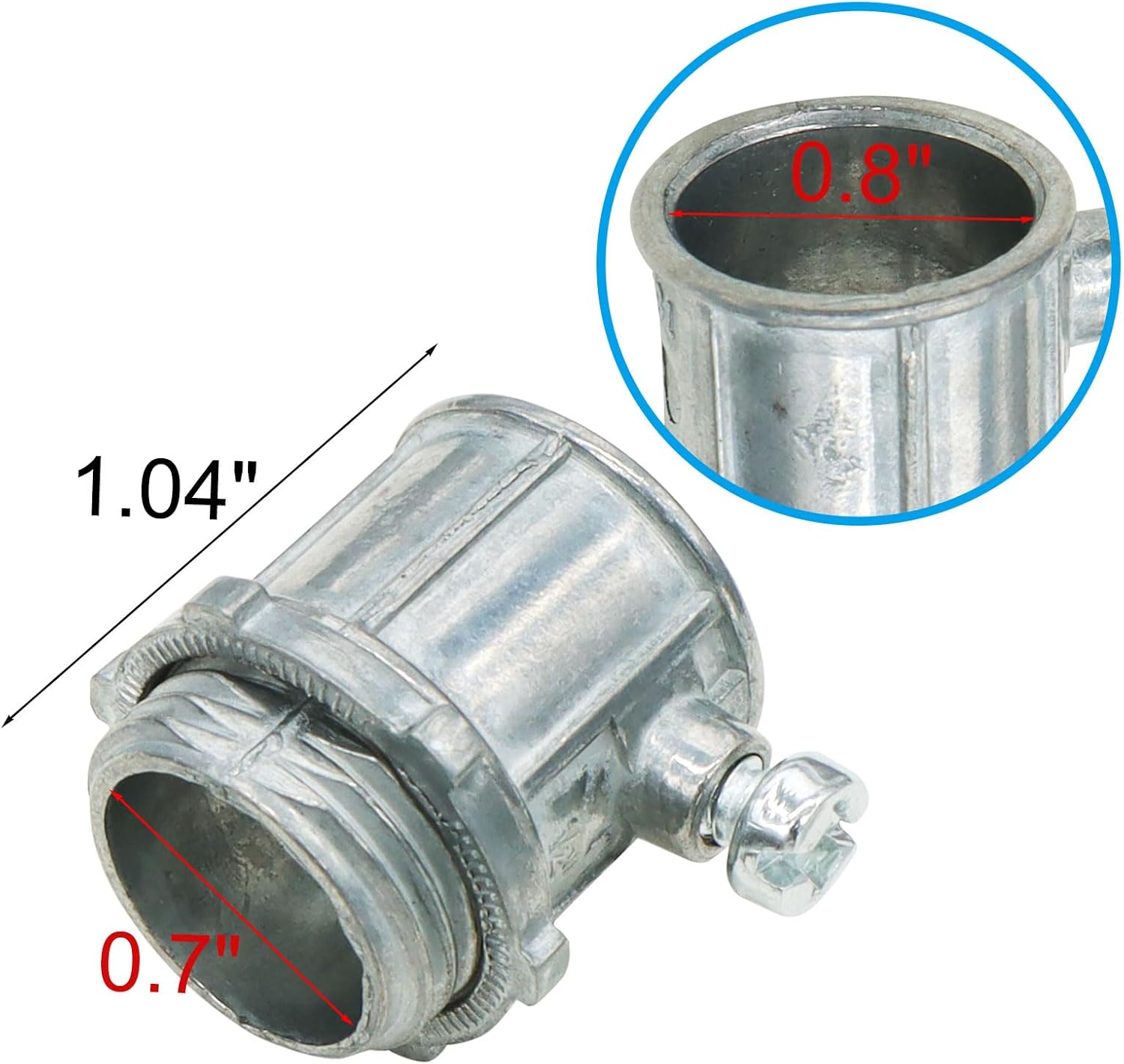 Xadnitu 25 Pieces 1/2" EMT Connectors, Set Screw Type Zinc Die-Cast Conduit Fitting for Electrical Box and Metal Enclosure Connection