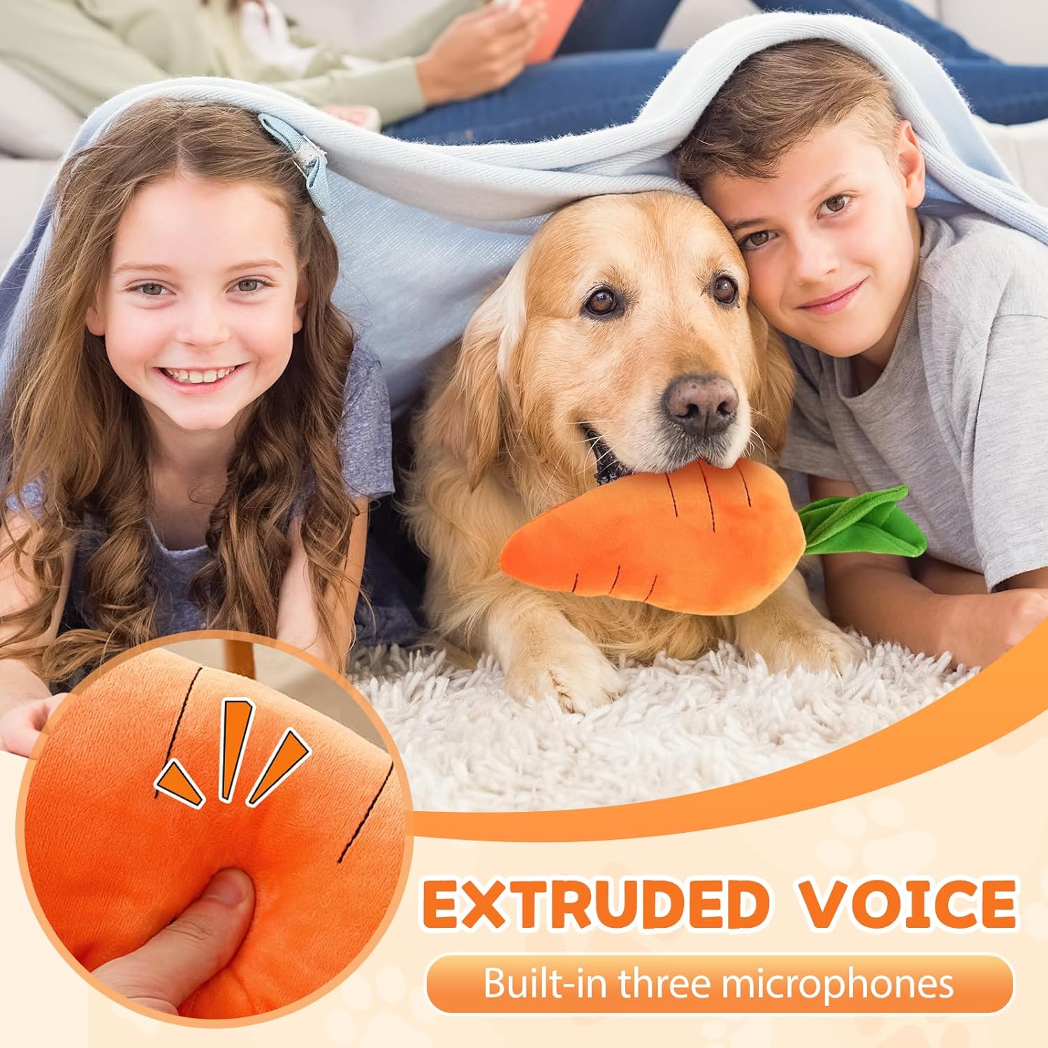 2026 New Dog Toys with Squeaker and Crinkle, Upgrade Indestructible Plush Dog Toy for Aggressive Chewers, Suitable for Large Medium Small Dogs Radish A