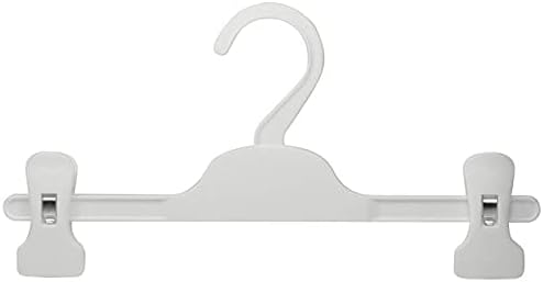 HANGERWORLD Kids Pants Hanger with Adjustable Clips 10 Pack, White - 11inch Perfectly Sized for Baby, Kids, Child and Teens Pants, Skirts, Slacks and Jeans