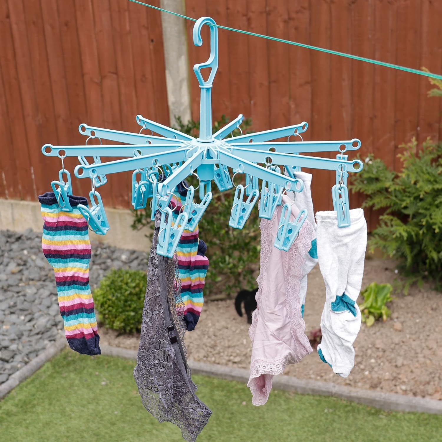 HANGERWORLD 20 Clip Hanging Laundry Drying Rack for Socks, Underwear and Baby Clothes 2 Pack