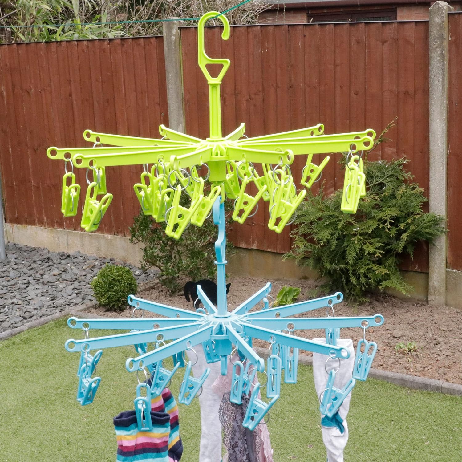 HANGERWORLD 20 Clip Hanging Laundry Drying Rack for Socks, Underwear and Baby Clothes 2 Pack