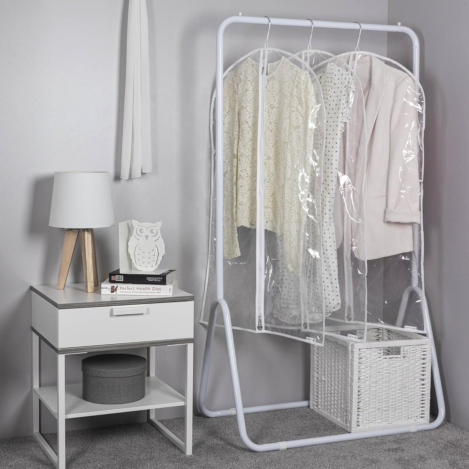 HANGERWORLD Clear 40inch Showerproof White Trim Suit Coat Garment Clothes Carry Cover Protector Bags 12