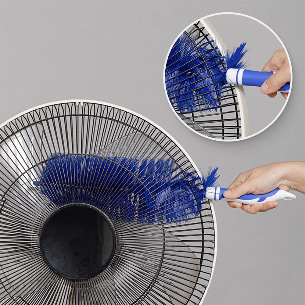 Fan Cleaner Brush, 2025 New Bendable Dusting Brush for Electric and Blind, Reusable Microfiber Dust Collector, Non-disassembly Cleaning Blue
