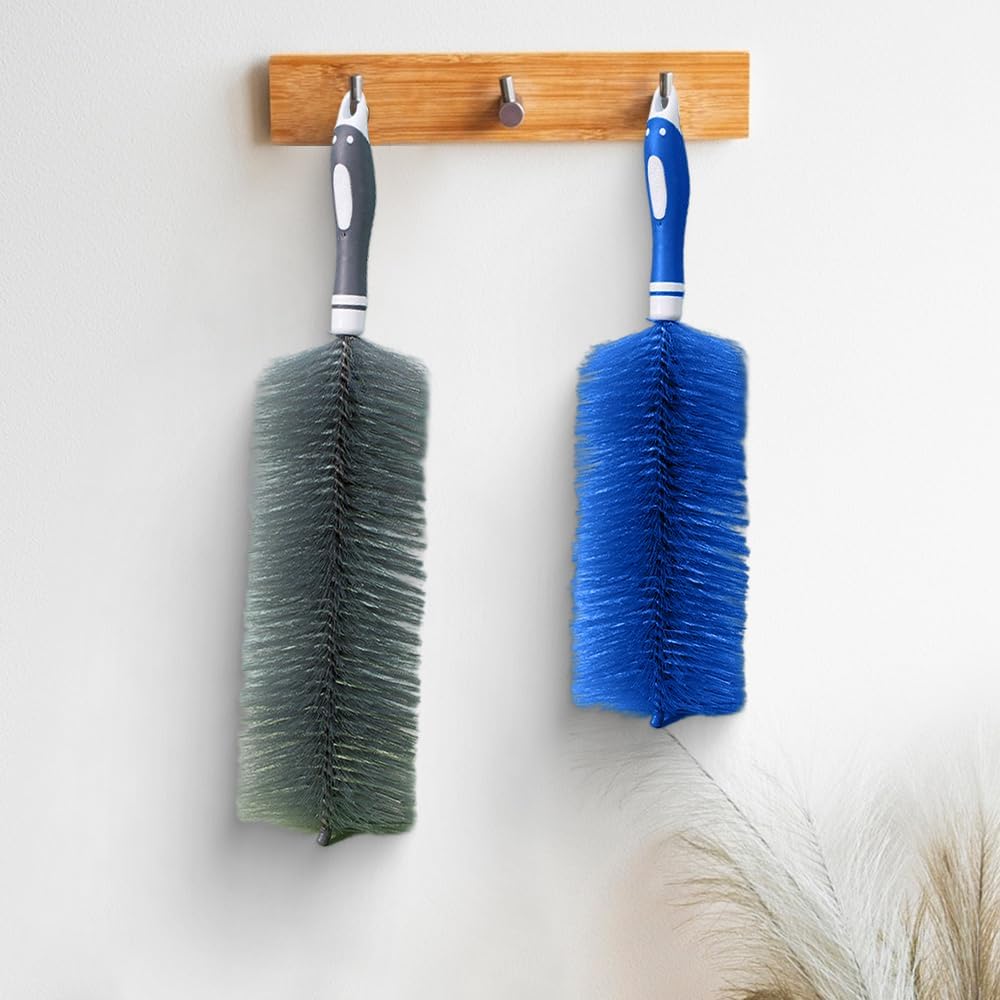 Fan Cleaner Brush, 2025 New Bendable Dusting Brush for Electric and Blind, Reusable Microfiber Dust Collector, Non-disassembly Cleaning Blue