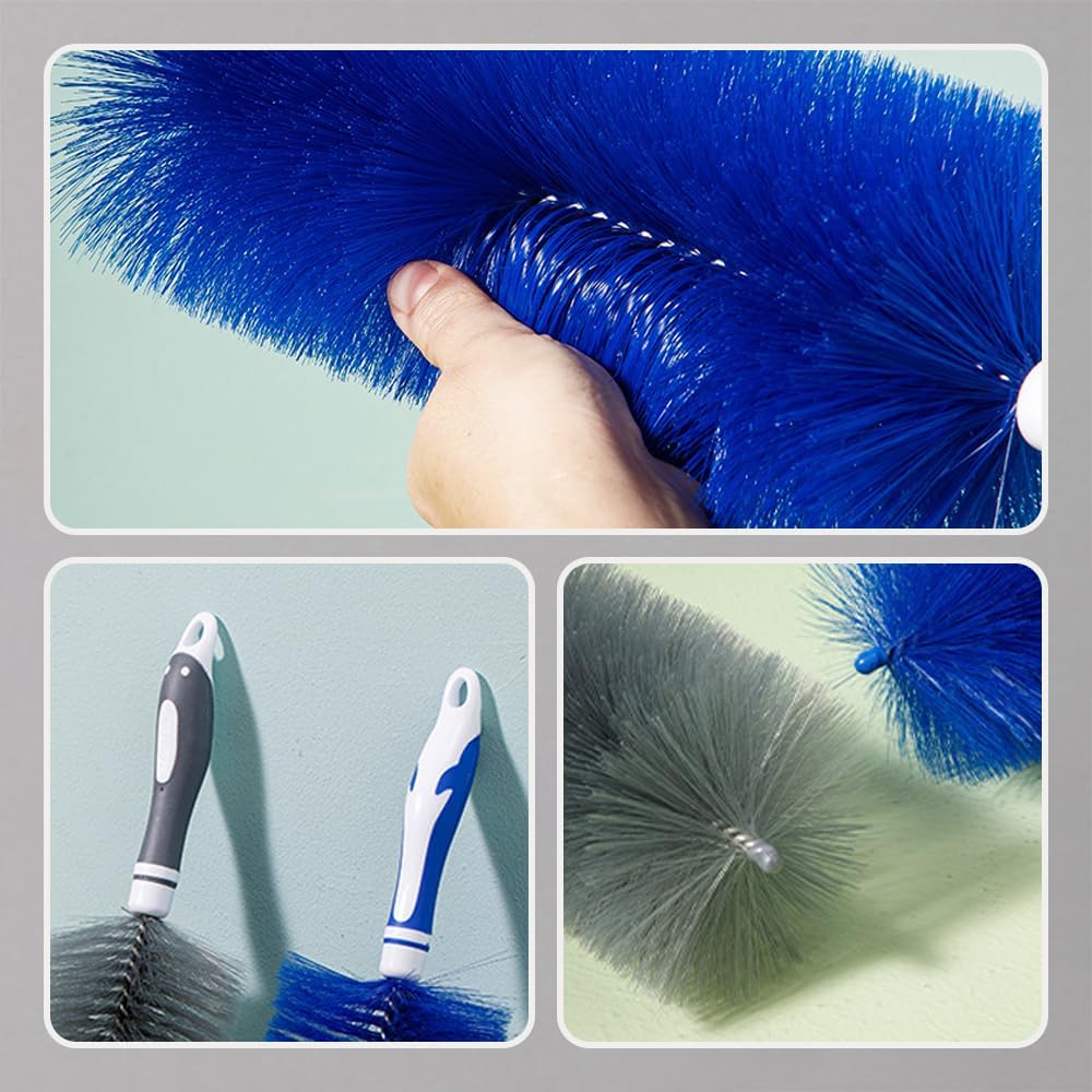 Fan Cleaner Brush, 2025 New Bendable Dusting Brush for Electric and Blind, Reusable Microfiber Dust Collector, Non-disassembly Cleaning Blue